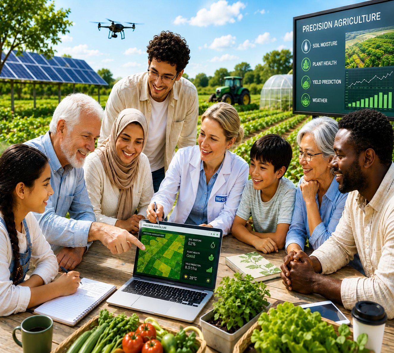 AI-supported precision agriculture illustration
