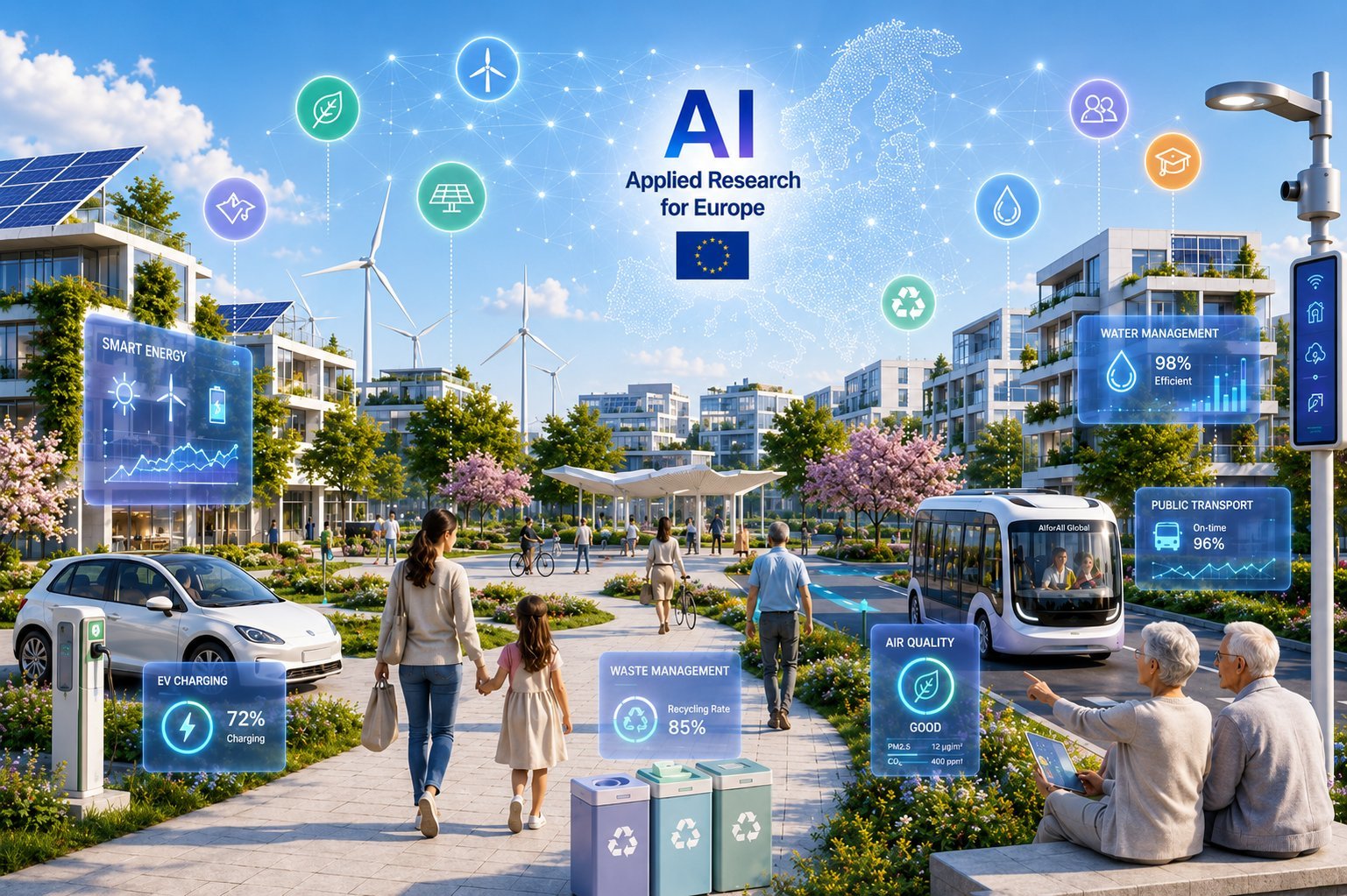 AI-driven smart-city and energy systems illustration